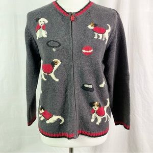 Talbots | Sweaters | Vintage Talbots Dog Sweater Gray Full Zip  